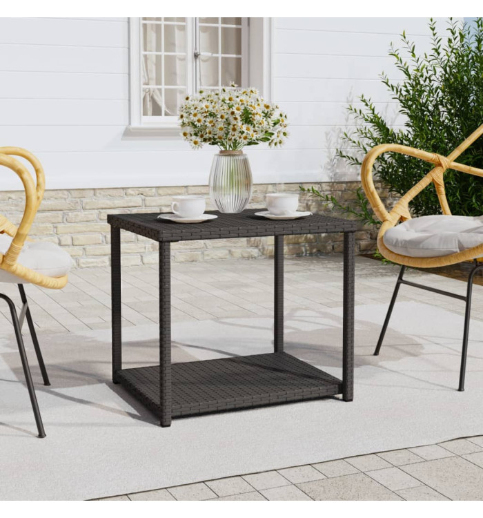 Table d'appoint noir 55x45x49 cm résine tressée | Mobilier & Déco