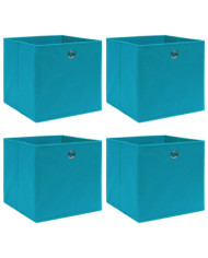 Boîtes de rangement 4 pcs Bleu azuré 32x32x32 cm Tissu | Mobilier & Déco