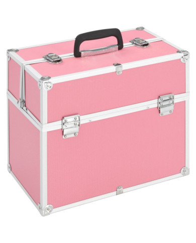 Mallette à maquillage 38x23x34 cm rose aluminium | Mobilier & Déco