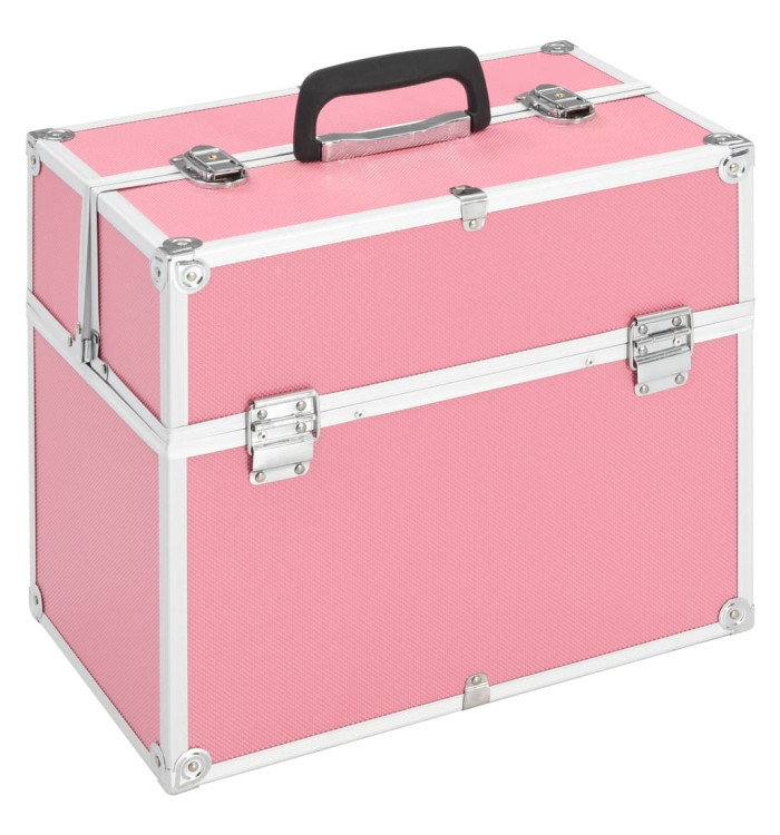 Mallette à maquillage 38x23x34 cm rose aluminium | Mobilier & Déco