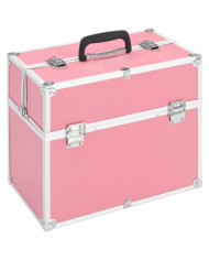Mallette à maquillage 38x23x34 cm rose aluminium | Mobilier & Déco