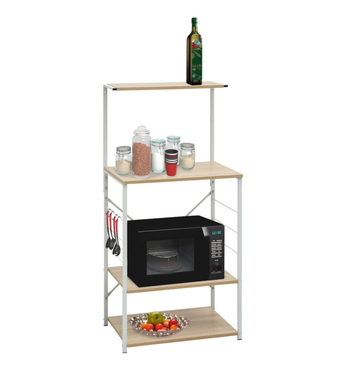 Armoire à micro-ondes Blanc et chêne 60x39,6x123 cm | Mobilier & Déco