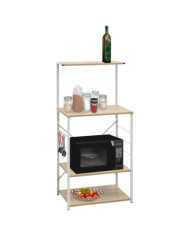 Armoire à micro-ondes Blanc et chêne 60x39,6x123 cm | Mobilier & Déco