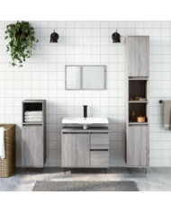 Ensemble de meubles de salle de bain 3 pcs Sonoma gris | Mobilier & Déco