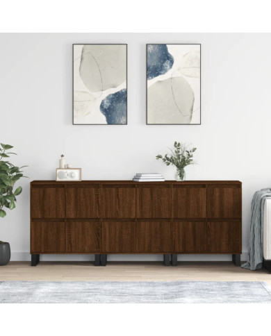 Buffets 3 pcs Chêne marron Bois d'ingénierie | Mobilier & Déco