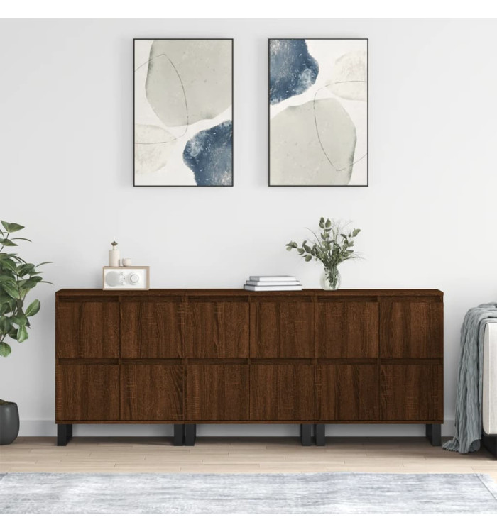 Buffets 3 pcs Chêne marron Bois d'ingénierie | Mobilier & Déco