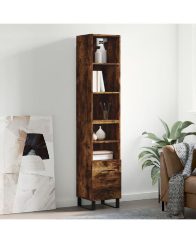 Buffet haut Chêne fumé 34,5x34x180 cm Bois d'ingénierie | Mobilier & Déco