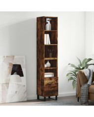 Buffet haut Chêne fumé 34,5x34x180 cm Bois d'ingénierie | Mobilier & Déco