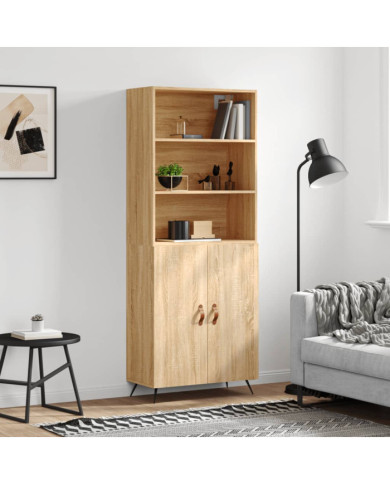 Buffet haut Chêne sonoma 69,5x34x180 cm Bois d'ingénierie | Mobilier & Déco