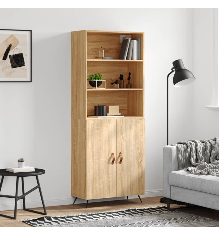 Buffet haut Chêne sonoma 69,5x34x180 cm Bois d'ingénierie | Mobilier & Déco