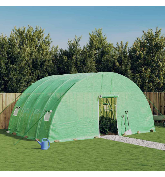 Serre avec cadre en acier vert 24 m² 6x4x2,85 m | Mobilier & Déco