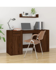 Bureau avec armoire chêne marron bois d'ingénierie | Mobilier & Déco