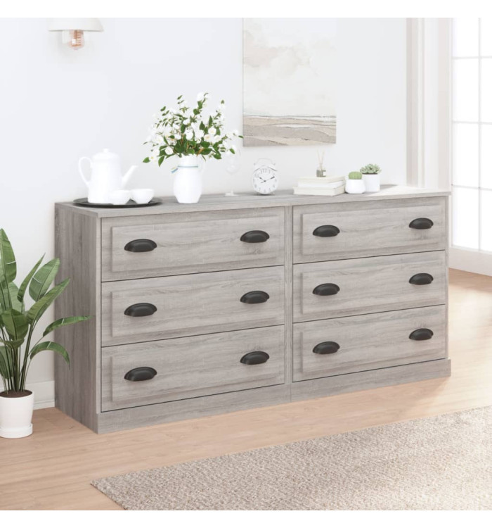 Buffets 2 pcs sonoma gris bois d'ingénierie | Mobilier & Déco