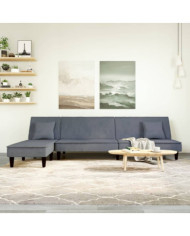 Canapé-lit en forme de L gris 255x140x70 cm velours | Mobilier & Déco