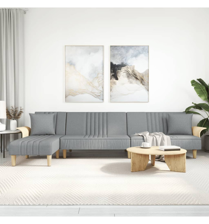 Canapé-lit en forme de L gris clair 279x140x70 cm tissu | Mobilier & Déco