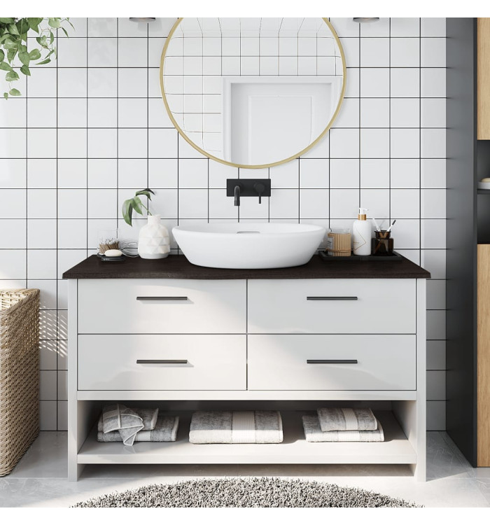 Comptoir de salle de bain marron foncé 100x30x2 cm bois traité | Mobilier & Déco