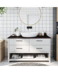 Comptoir de salle de bain marron foncé 100x30x2 cm bois traité | Mobilier & Déco