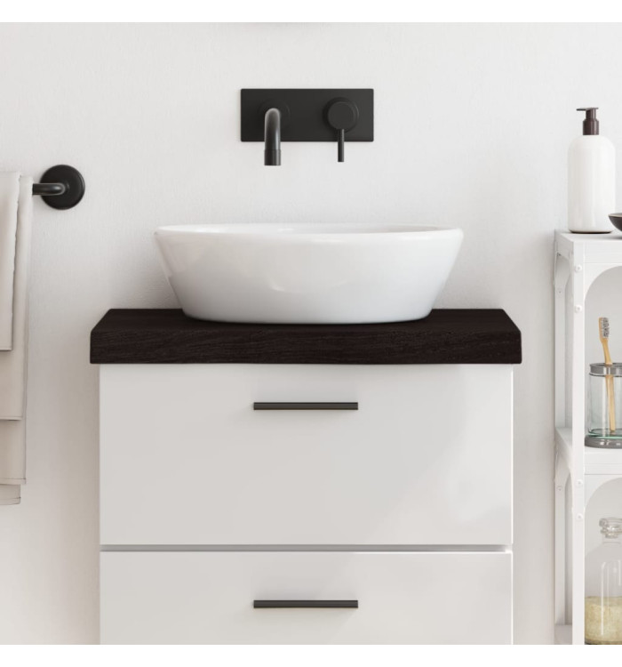 Comptoir de salle de bain marron foncé bois massif traité | Mobilier & Déco