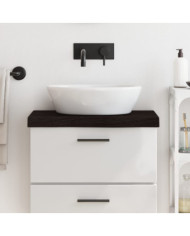 Comptoir de salle de bain marron foncé bois massif traité | Mobilier & Déco