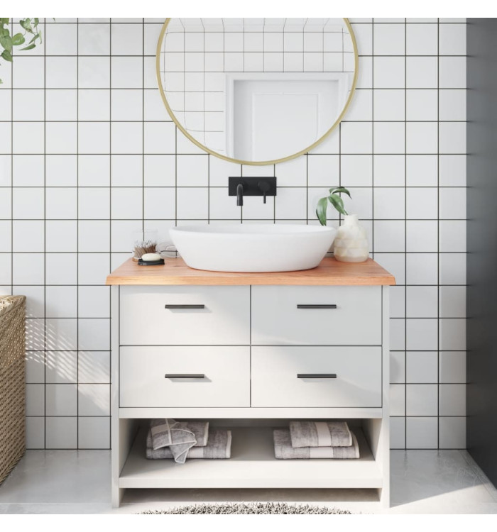 Comptoir de salle de bain marron clair 100x50x2 cm bois traité | Mobilier & Déco