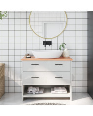 Comptoir de salle de bain marron clair 100x30x2 cm bois traité | Mobilier & Déco