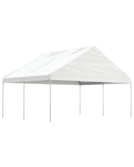 Belvédère avec toit blanc 4,46x5,88x3,75 m polyéthylène | Mobilier & Déco