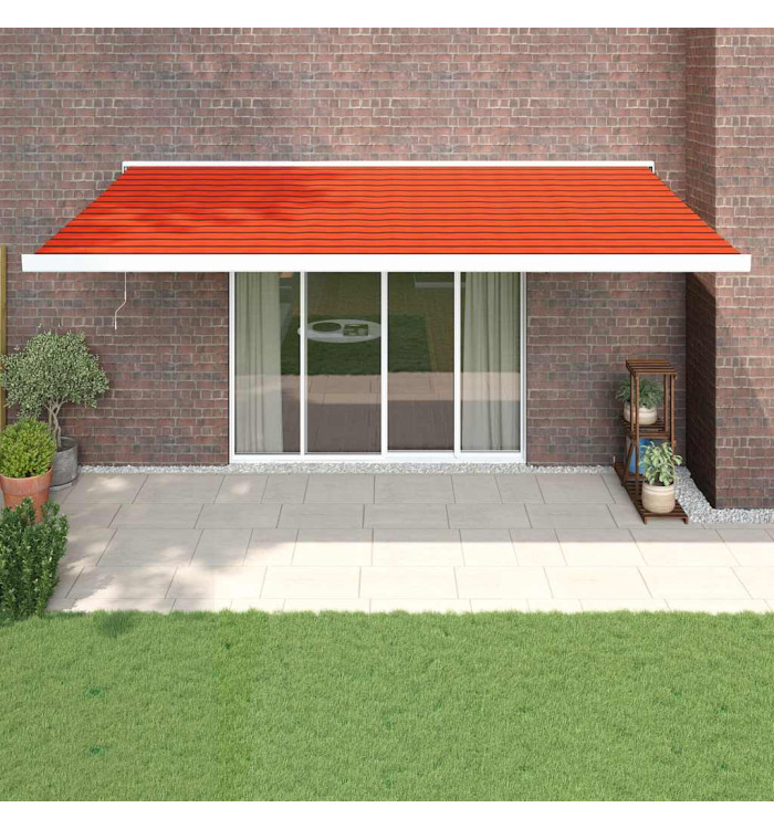 Auvent rétractable orange et marron 5x3 m tissu et aluminium | Mobilier & Déco