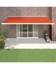 Auvent rétractable orange et marron 5x3 m tissu et aluminium | Mobilier & Déco