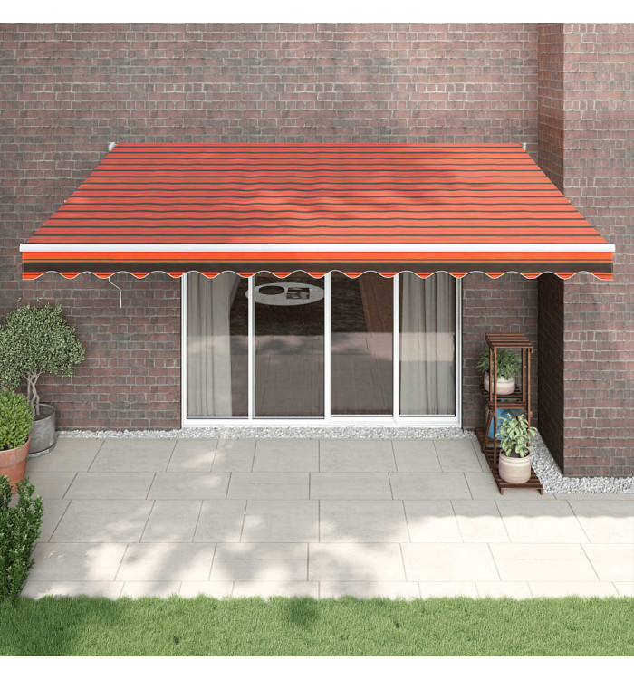 Auvent rétractable orange et marron 4,5x3 m tissu et aluminium | Mobilier & Déco