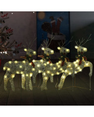 Rennes de Noël 4 pcs Doré 80 LED | Mobilier & Déco