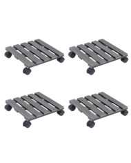 Chariots à plantes 4 pcs Gris 30x30x7,5 cm WPC | Mobilier & Déco