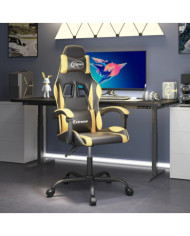 Chaise de jeu Noir et doré Similicuir | Mobilier & Déco