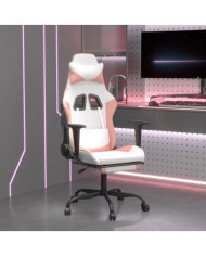 Chaise de jeu avec repose-pied Blanc et rose Similicuir | Mobilier & Déco