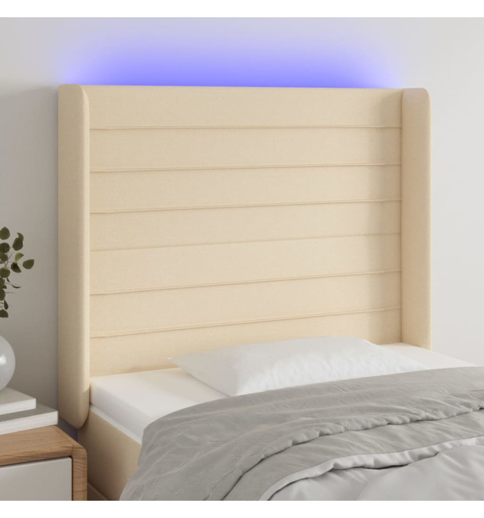 Tête de lit à LED Crème 103x16x118/128 cm Tissu | Mobilier & Déco