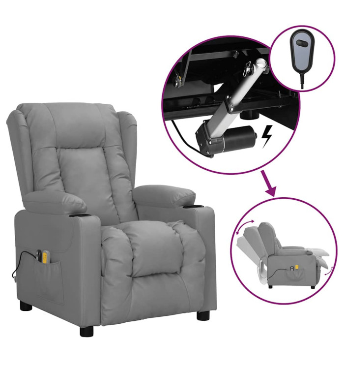 Fauteuil de massage électrique Gris Similicuir | Mobilier & Déco