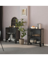 Armoires de rangement 2 pcs Gris 72x36x82 cm Métal et MDF | Mobilier & Déco