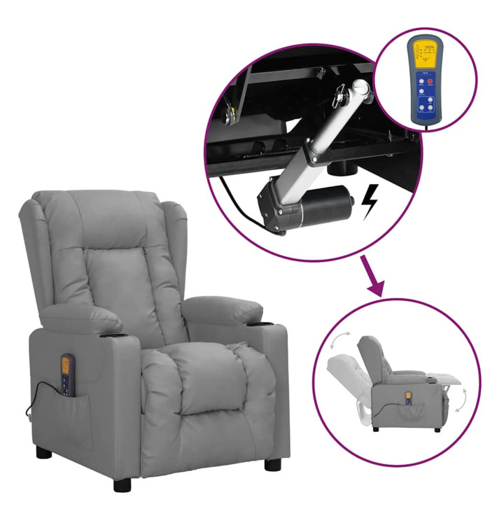 Fauteuil de massage Gris Similicuir | Mobilier & Déco