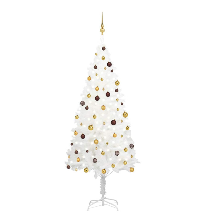 Arbre de Noël artificiel pré-éclairé et boules blanc 240 cm | Mobilier & Déco