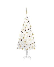 Arbre de Noël artificiel pré-éclairé et boules blanc 240 cm | Mobilier & Déco