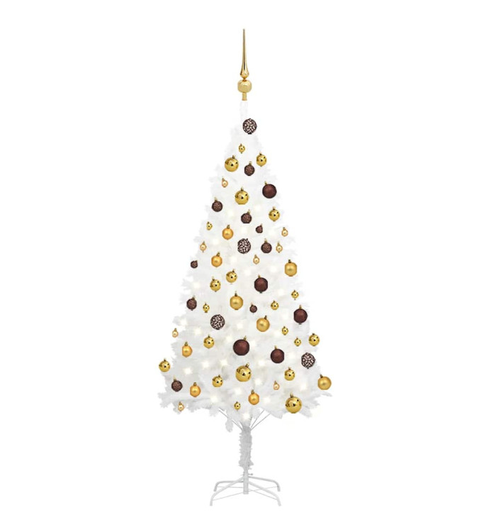 Arbre de Noël artificiel pré-éclairé et boules blanc 120 cm | Mobilier & Déco