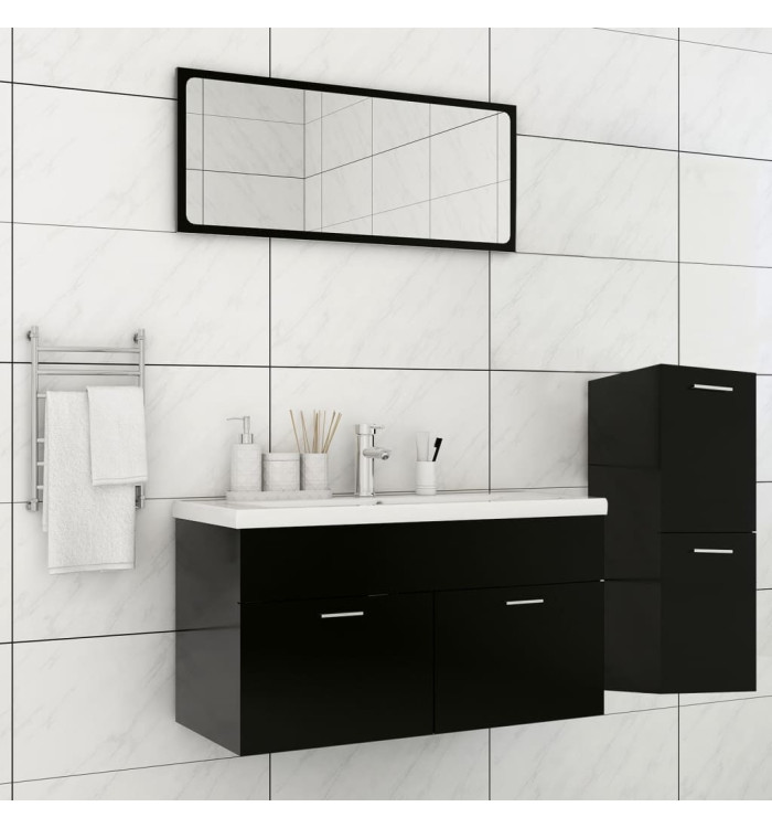 Ensemble de meubles de salle de bain Noir Aggloméré | Mobilier & Déco
