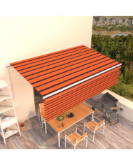 Auvent manuel rétractable avec store 5x3 m Orange et marron | Mobilier & Déco