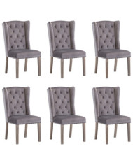 Chaises à manger lot de 6 gris velours | Mobilier & Déco