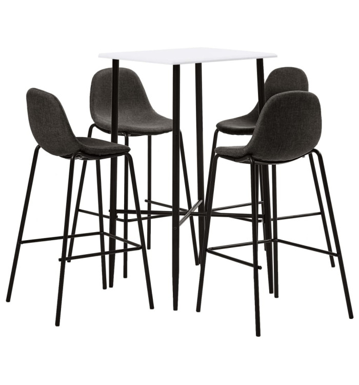 Ensemble de bar 5 pcs Tissu Gris foncé | Mobilier & Déco