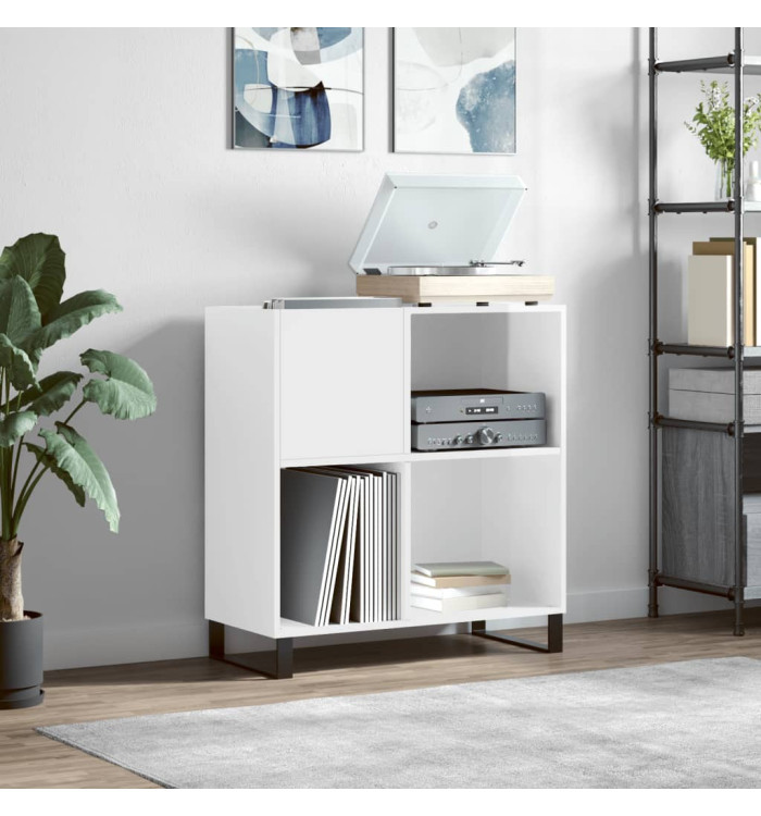 Armoire à disques blanc brillant 84,5x38x89cm bois d'ingénierie | Mobilier & Déco