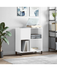 Armoire à disques blanc brillant 84,5x38x89cm bois d'ingénierie | Mobilier & Déco