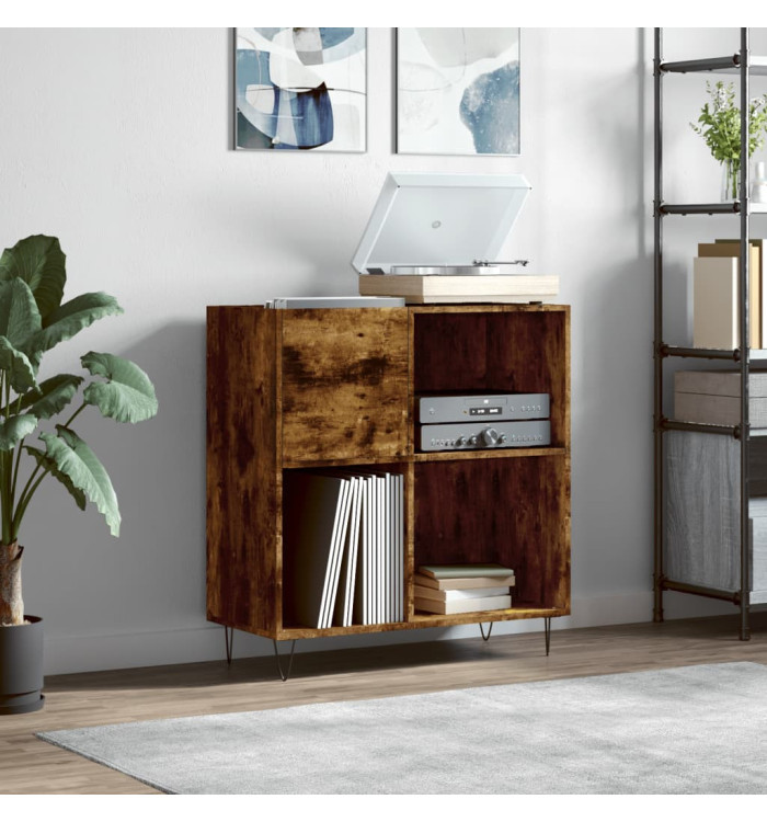 Armoire à disques chêne fumé 84,5x38x89 cm bois d'ingénierie | Mobilier & Déco