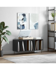 Armoire à disques noir 100x38x48 cm bois d'ingénierie | Mobilier & Déco