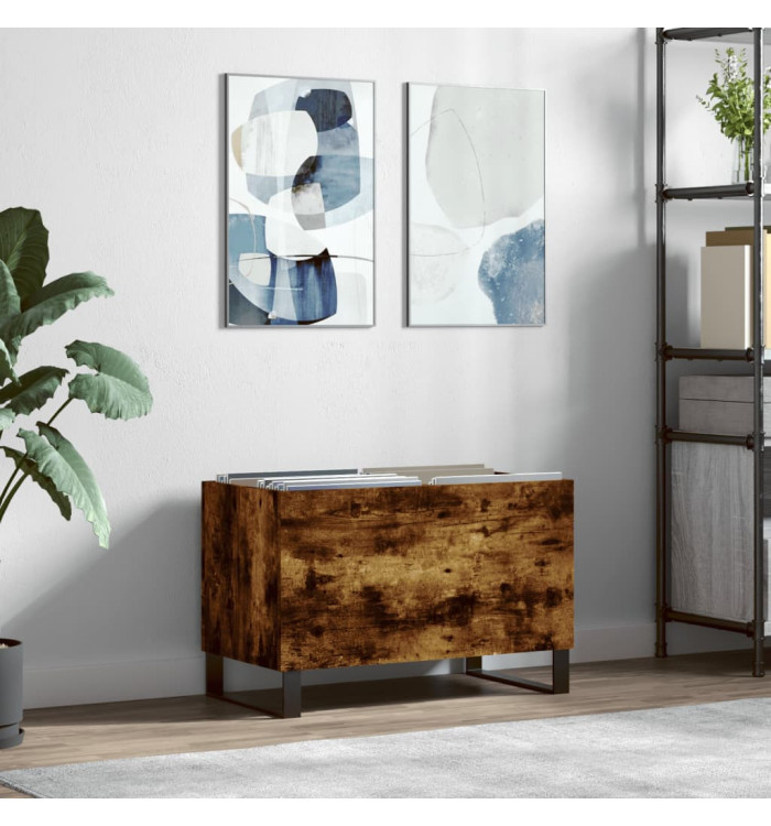 Armoire à disques chêne fumé 74,5x38x48 cm bois d'ingénierie | Mobilier & Déco