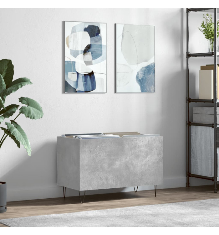 Armoire à disques gris béton 74,5x38x48 cm bois d'ingénierie | Mobilier & Déco